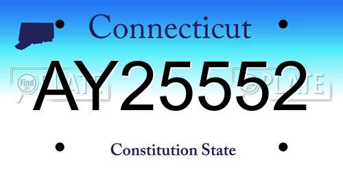AY25552 Connecticut License Plate