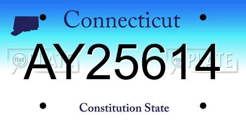 AY25614 Connecticut License Plate