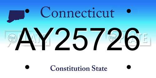 AY25726 Connecticut License Plate