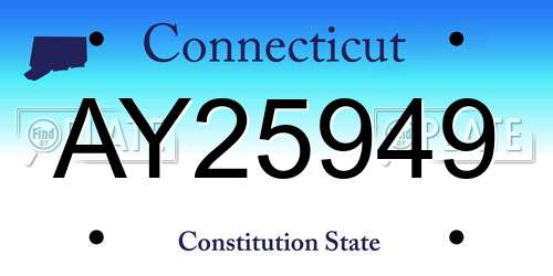 AY25949 Connecticut License Plate