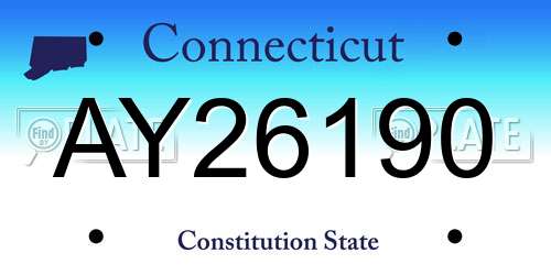 AY26190 Connecticut License Plate