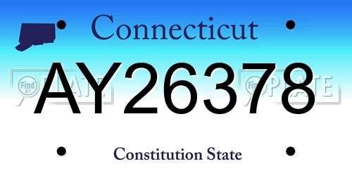 AY26378 Connecticut License Plate