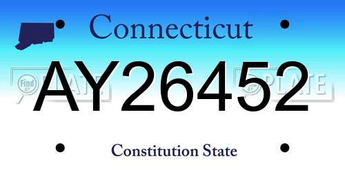 AY26452 Connecticut License Plate
