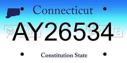 AY26534 Connecticut License Plate