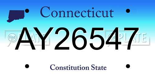 AY26547 Connecticut License Plate
