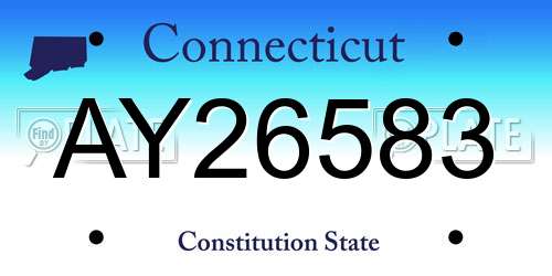 AY26583 Connecticut License Plate