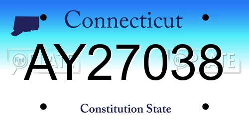 AY27038 Connecticut License Plate