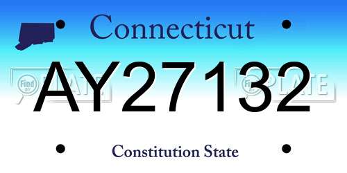 AY27132 Connecticut License Plate