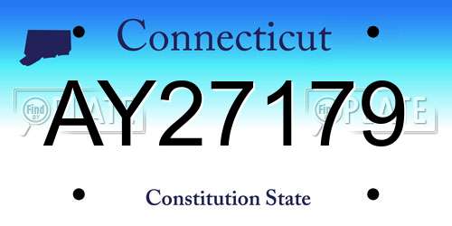 AY27179 Connecticut License Plate