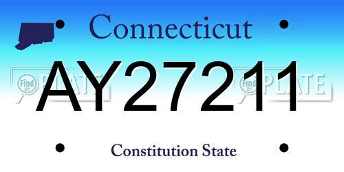 AY27211 Connecticut License Plate