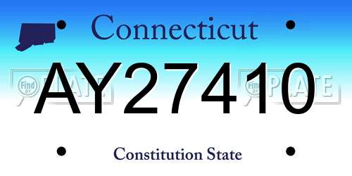 AY27410 Connecticut License Plate