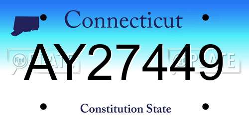 AY27449 Connecticut License Plate
