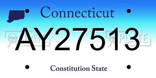 AY27513 Connecticut License Plate