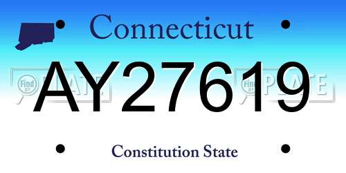 AY27619 Connecticut License Plate