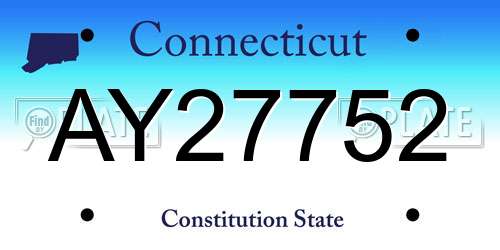 AY27752 Connecticut License Plate
