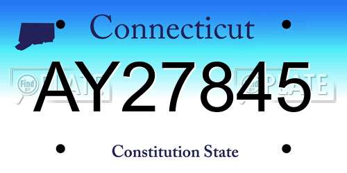 AY27845 Connecticut License Plate