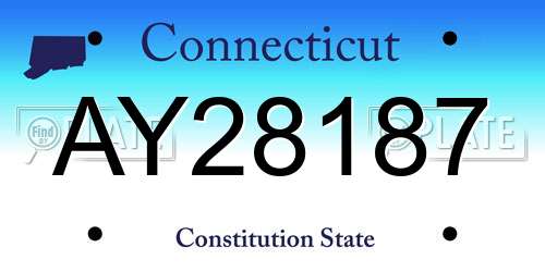 AY28187 Connecticut License Plate