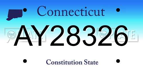 AY28326 Connecticut License Plate