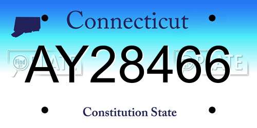 AY28466 Connecticut License Plate