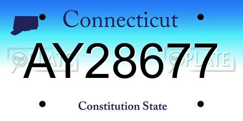 AY28677 Connecticut License Plate