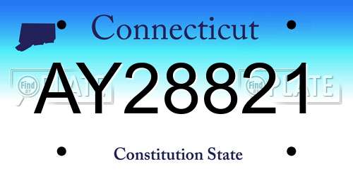 AY28821 Connecticut License Plate