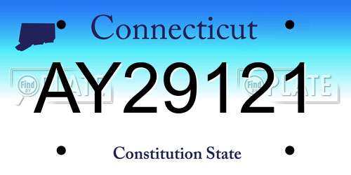 AY29121 Connecticut License Plate
