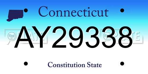AY29338 Connecticut License Plate
