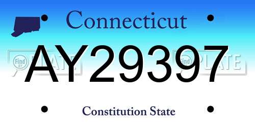 AY29397 Connecticut License Plate