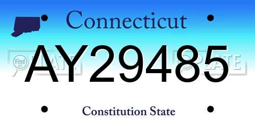 AY29485 Connecticut License Plate