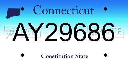 AY29686 Connecticut License Plate