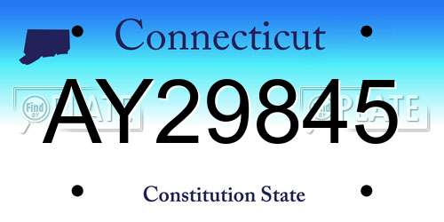 AY29845 Connecticut License Plate