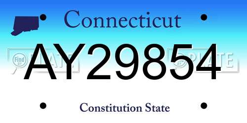 AY29854 Connecticut License Plate