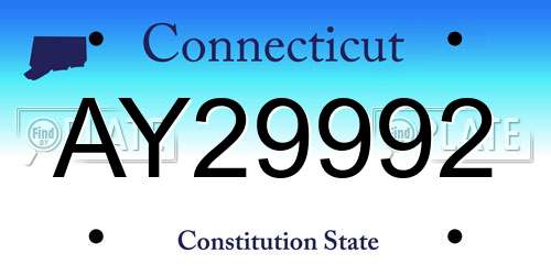AY29992 Connecticut License Plate