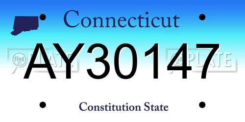 AY30147 Connecticut License Plate