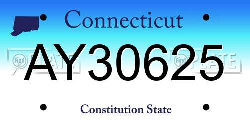 AY30625 Connecticut License Plate