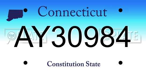 AY30984 Connecticut License Plate