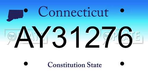 AY31276 Connecticut License Plate
