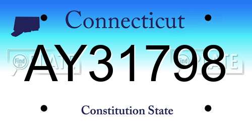 AY31798 Connecticut License Plate