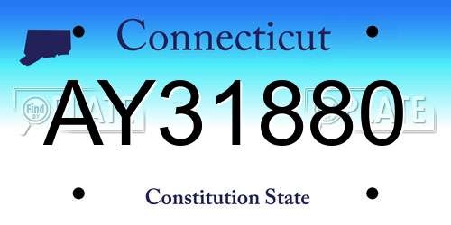 AY31880 Connecticut License Plate