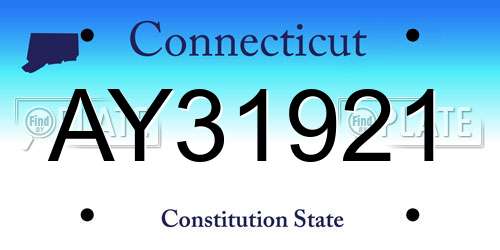 AY31921 Connecticut License Plate