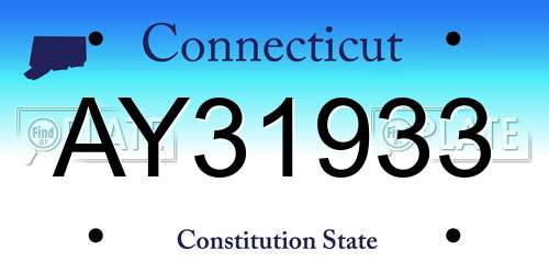 AY31933 Connecticut License Plate
