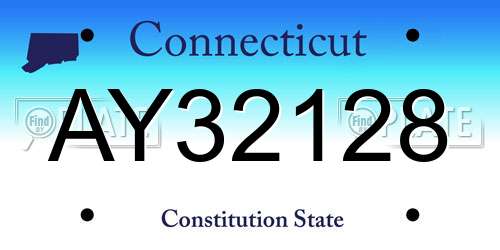 AY32128 Connecticut License Plate