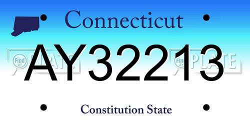 AY32213 Connecticut License Plate