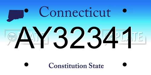 AY32341 Connecticut License Plate