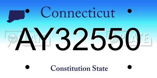 AY32550 Connecticut License Plate