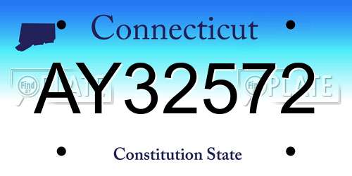 AY32572 Connecticut License Plate