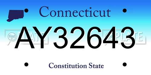 AY32643 Connecticut License Plate