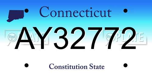 AY32772 Connecticut License Plate
