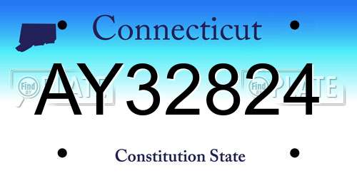 AY32824 Connecticut License Plate