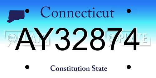 AY32874 Connecticut License Plate